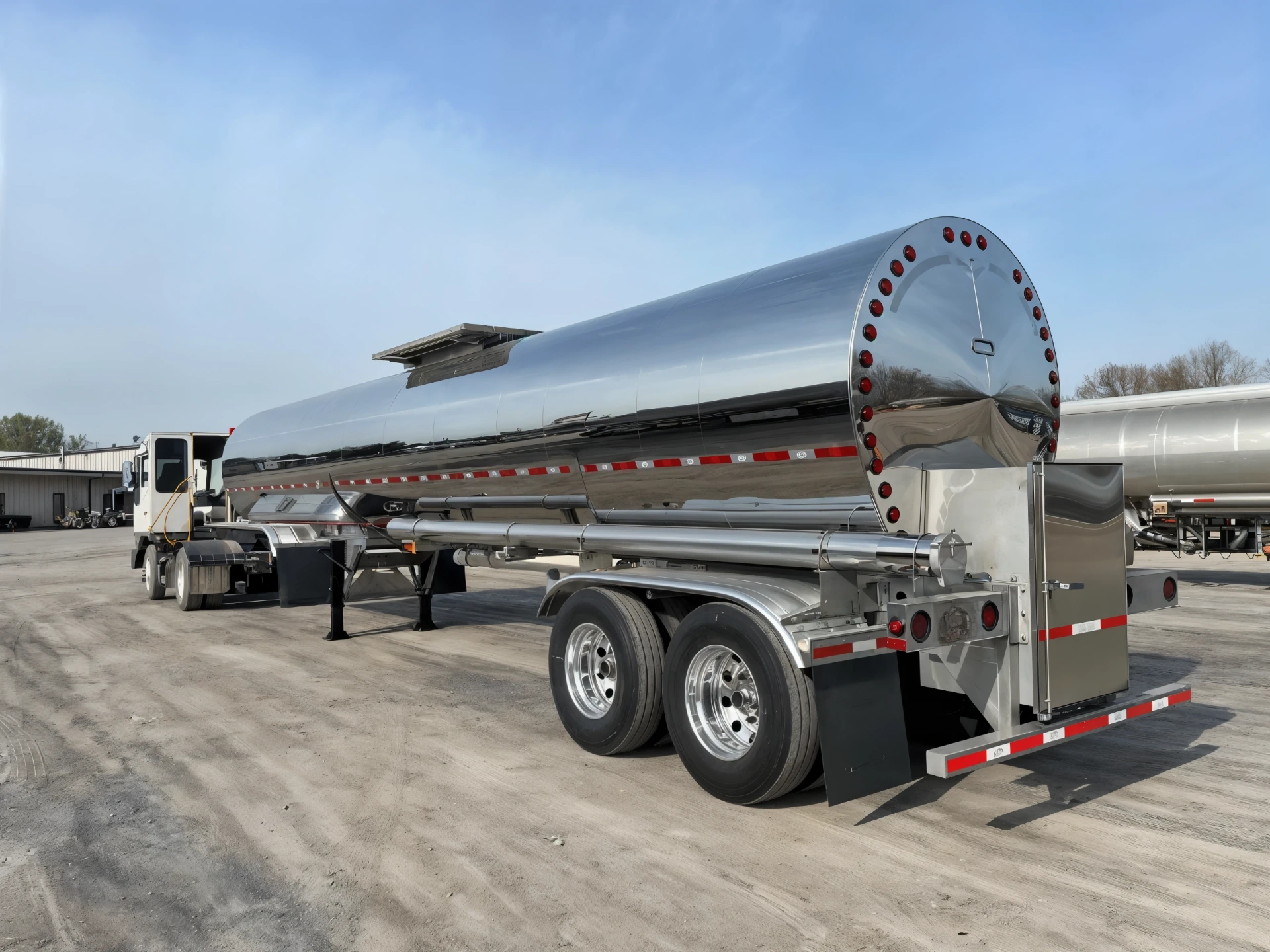 Polished chrome stainless tanker trailer